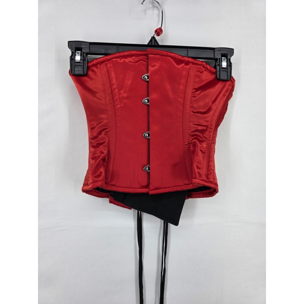 Orchard Corset Red Satin Waist Cincher Underbust Corset Size 20 Lace Up Back